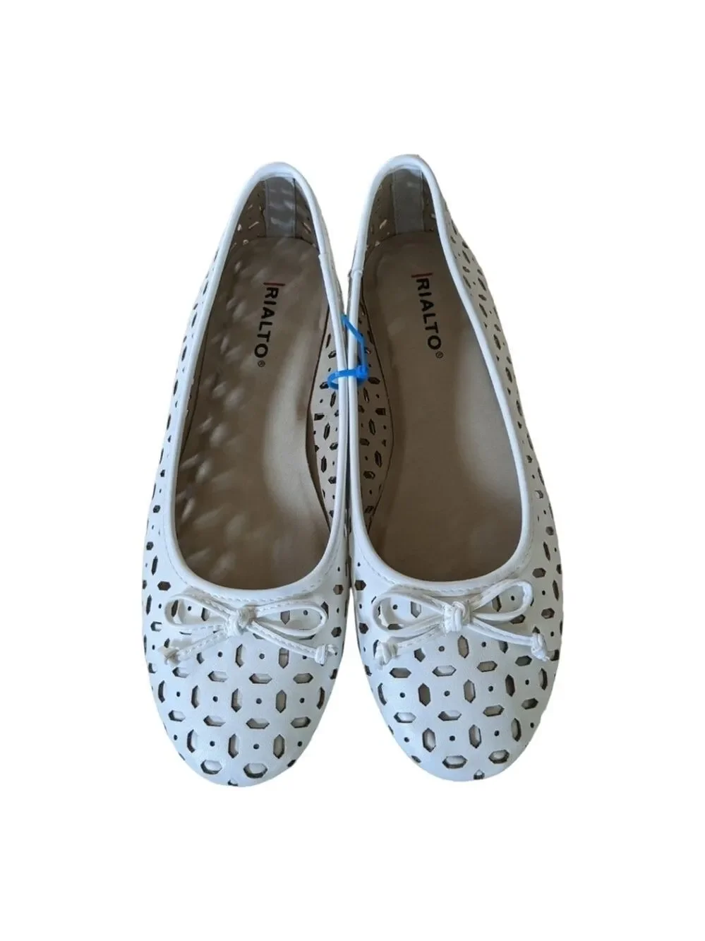 Rialto Garry White Cut out Ballet Flats,size 8,EUC